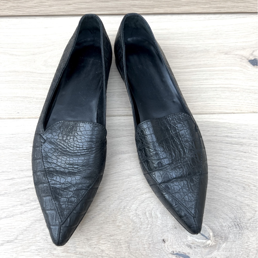 Anine Bing Lucy Loafers in black croco SIZE 8